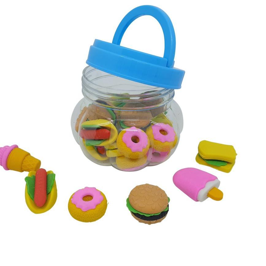 

>jw-0153!! Penghapus karet bentuk kemasan toples isi 24pc Termurah