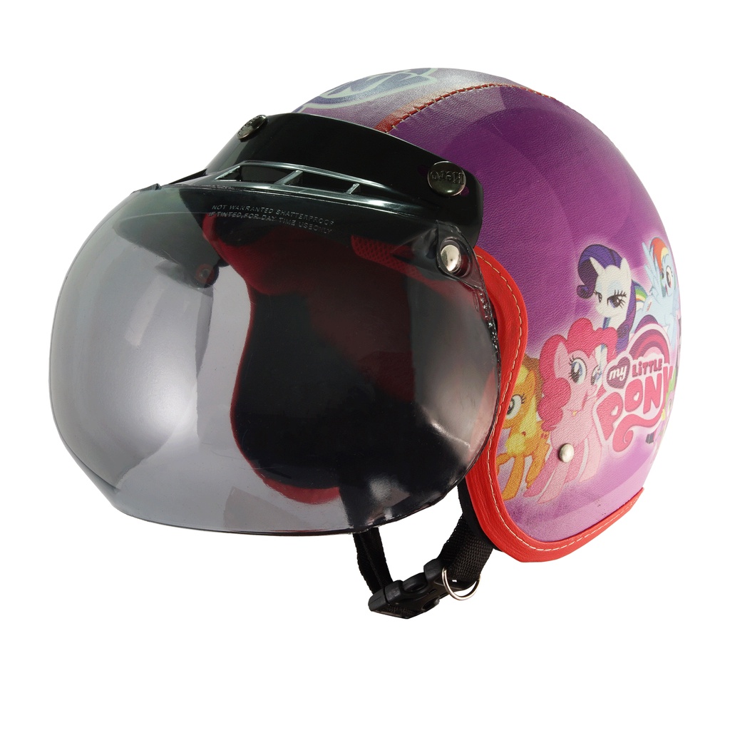 Helm Anak Perempuan 2 6 Tahun Bogo Retro Junior Motif Little Pony Ungu Merah