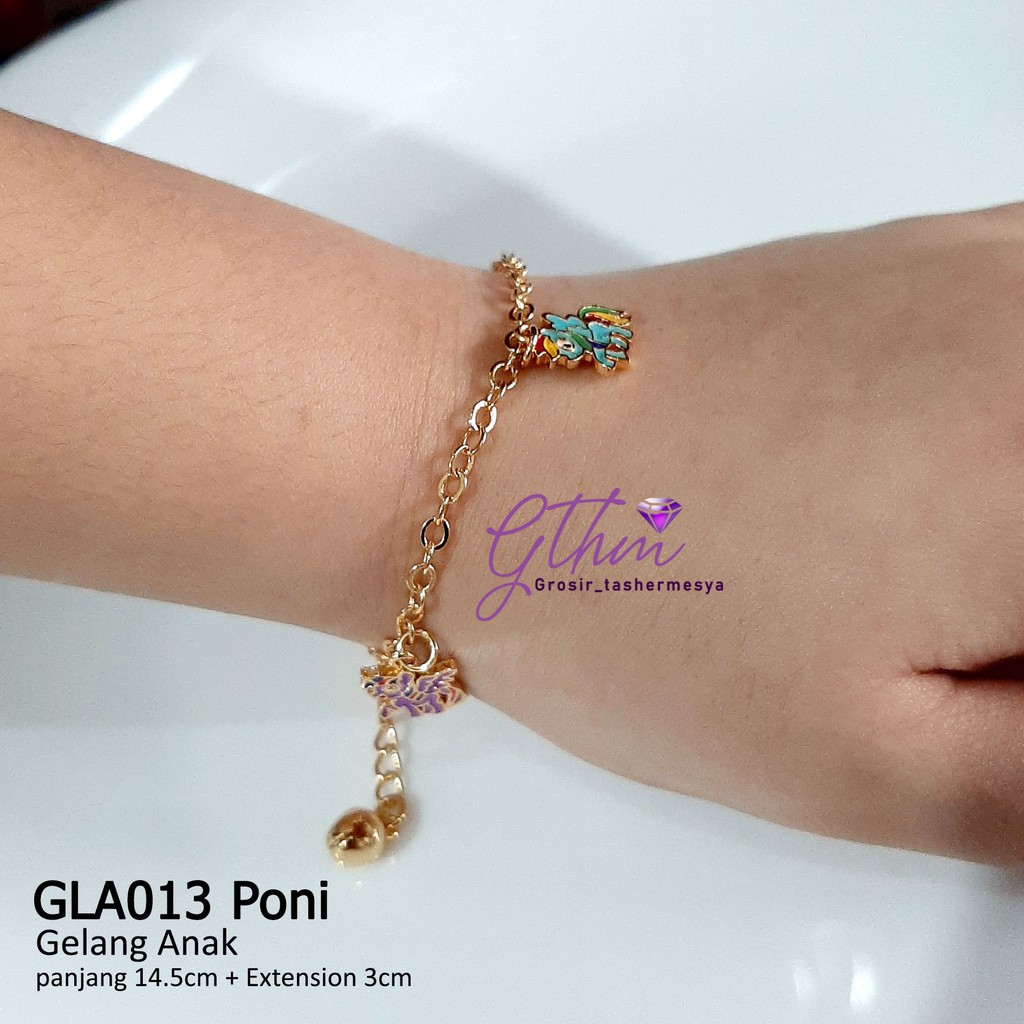 xuping gelang tangan anak unicorn kuda poni perhiasan lapis emas asli 18k gthm