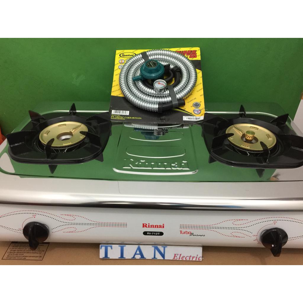 Rinnai Ri 712t Kompor Gas Dua Tungku Turbo Burner Regulator Quantum Shopee Indonesia