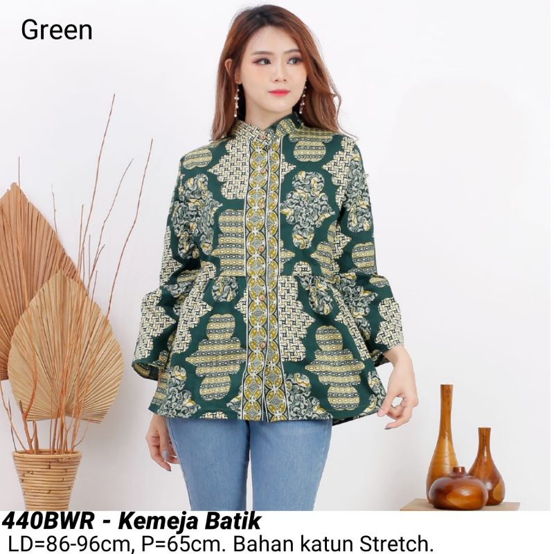 BLOUSE KEIKO BATIK MODERN,  ATASAN CEWEK 440  BAJU FASHION KERJA KANTOR TUNIK WANITA MURAH