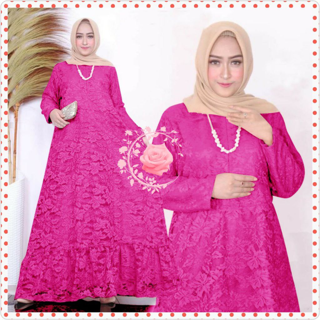 MX VIVI MAXI BRUKAT ORIGINAL IMPORT LENGAN PANJANG / GAMIS FASHION WANITA / DRESS PESTA