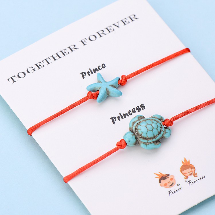 2Pcs/Set Gelang Wish Together Forever Red Thread Turtle Paired