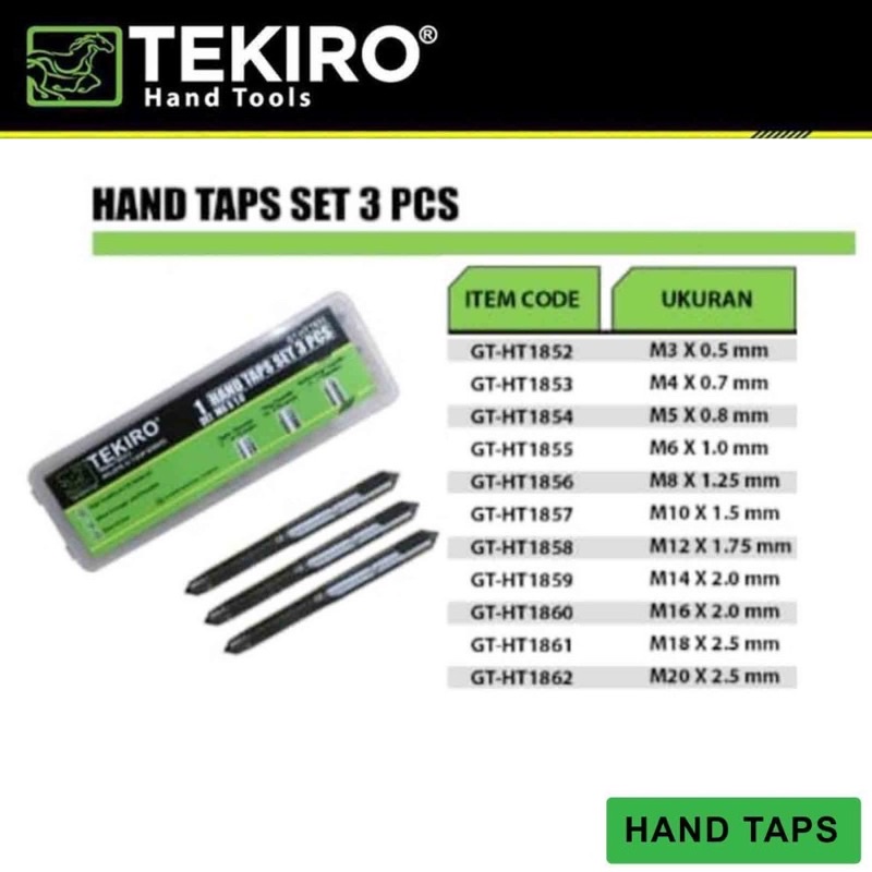 Hand Taps Set 3 Pcs / Alat Taping Senai TEKIRO