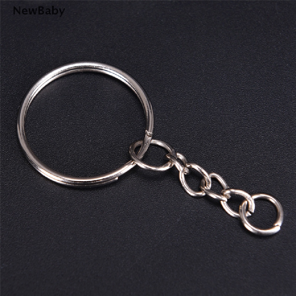 Newbaby 50PCS Ring Gantungan Kunci Silver Polished 25mm DIY