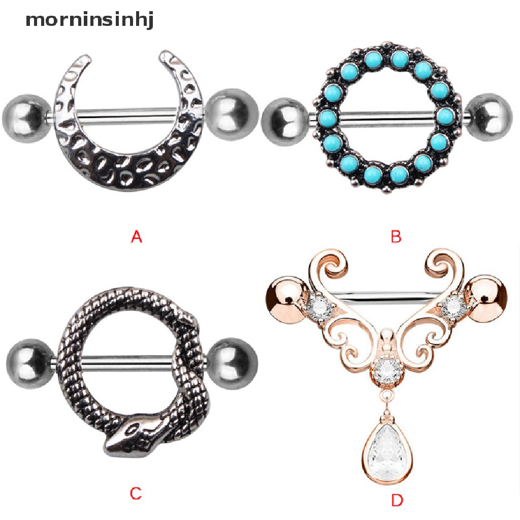 Mor Anting Tindik Putingtubuh Bahan Stainless Steel Desain Bulan Sabit Hias Turquoise Untuk Wanita