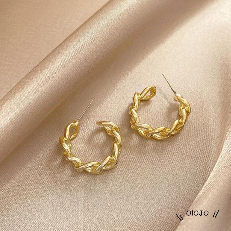 【COD】Anting Stud Rantai Logam Model Rongga Gaya Retro