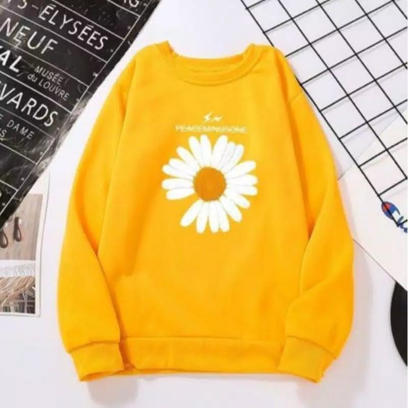 ONE DAISY BIG SUN FLOWERS BASIC CREWNECK SWEATER OBLONG