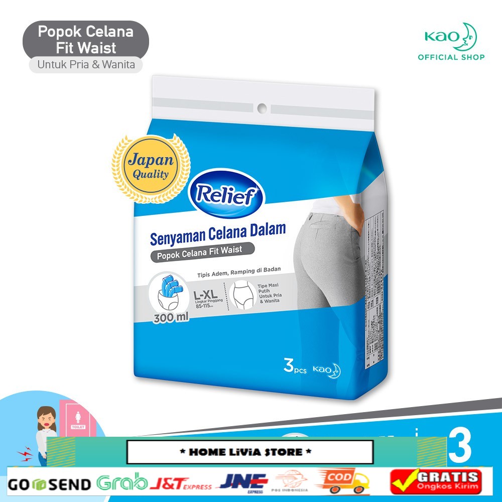 RELIEF Popok Celana Fit Waist Size L-XL 3 pcs