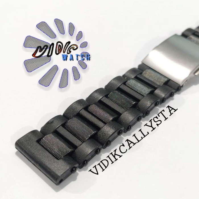 Tali karet Plastik Jam Tangan 24mm 24 MMRubber Strap Hitam model engsel