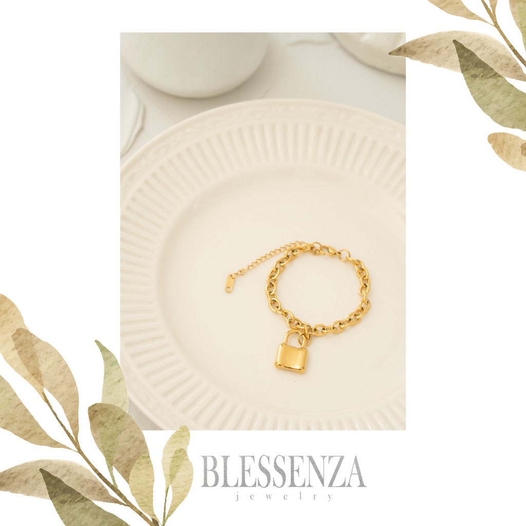 Julia Bracelet GELANG EMAS LIONTIN GEMBOK UNIK PERHIASAN PESTA FASHION JEWELRY AKSESORIS WANITA UNIK