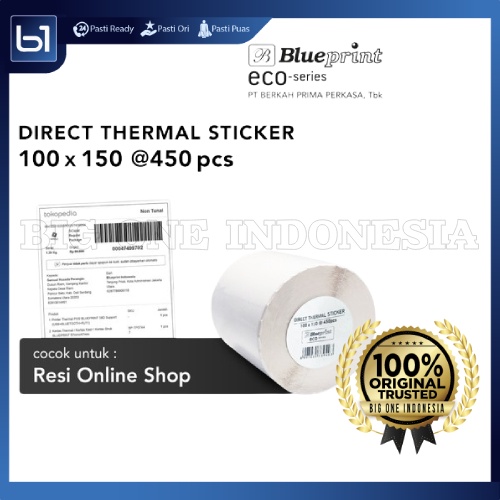 

Blueprint ECO Direct Thermal Sticker 100x150 mm 450 Pcs, BLUEPRINT ECO DTS 100x150 MM, Label Stiker