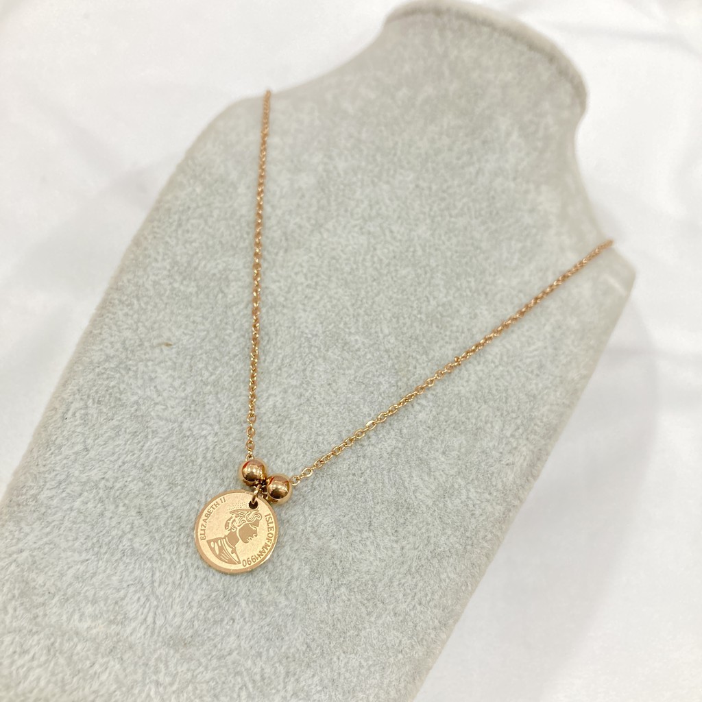 Kalung Simple Titanium Wanita / Anak Warna Rose Gold L21C