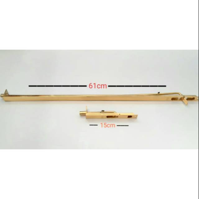 Grendel pintu tanam untuk pintu double 60cm brass/ kuningan