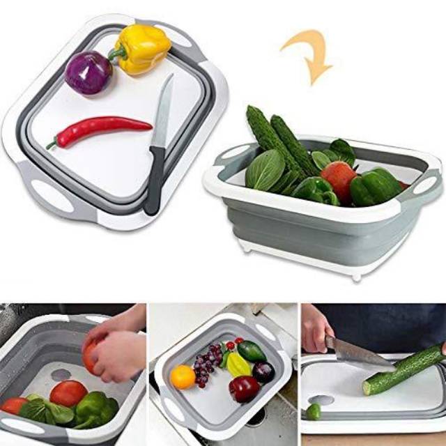 Talenan Baskom Lipat Multifungsi Multi Fungsi Plastik Cutting CHOPPING Board Wadah Cuci Sayur Buah