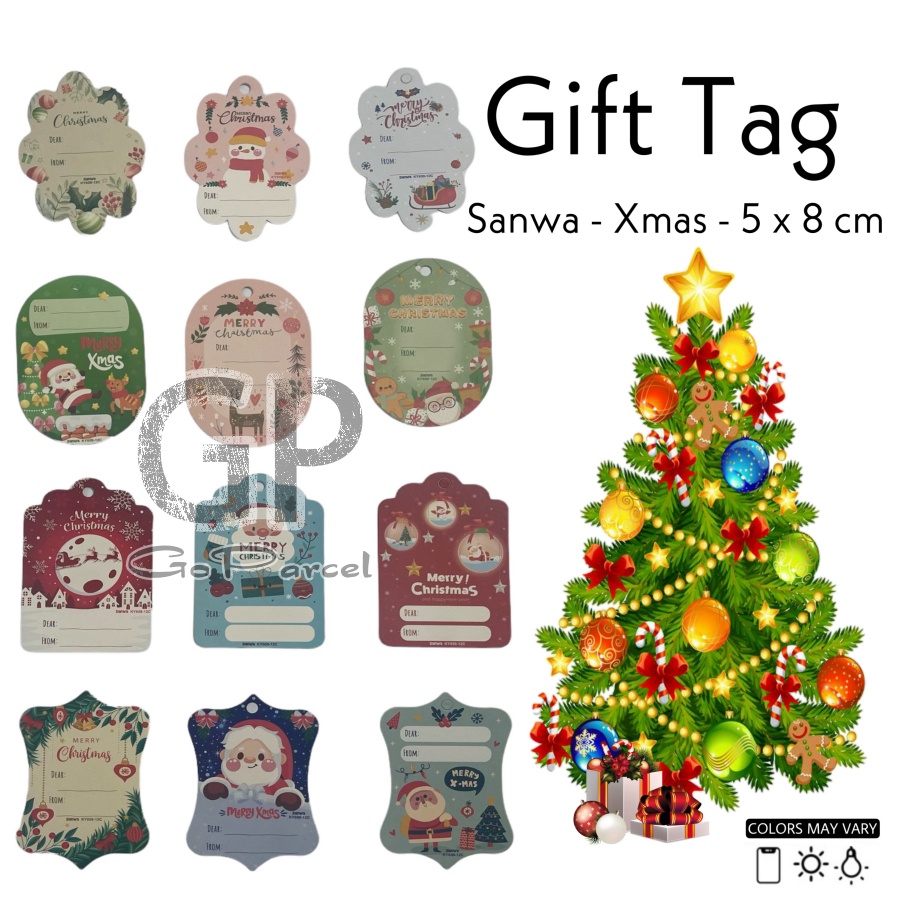 ( Lsn 12 Pc ) SANWA GIFT CARD NATAL - HANG TAG SANSAN WAWA / KARTU UCAPAN - GREETING CARD MERRY CHRISTMAS / XMAS MOTI