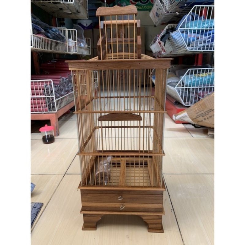 SANGKAR PLECI KOTAK KAYU PERNIS