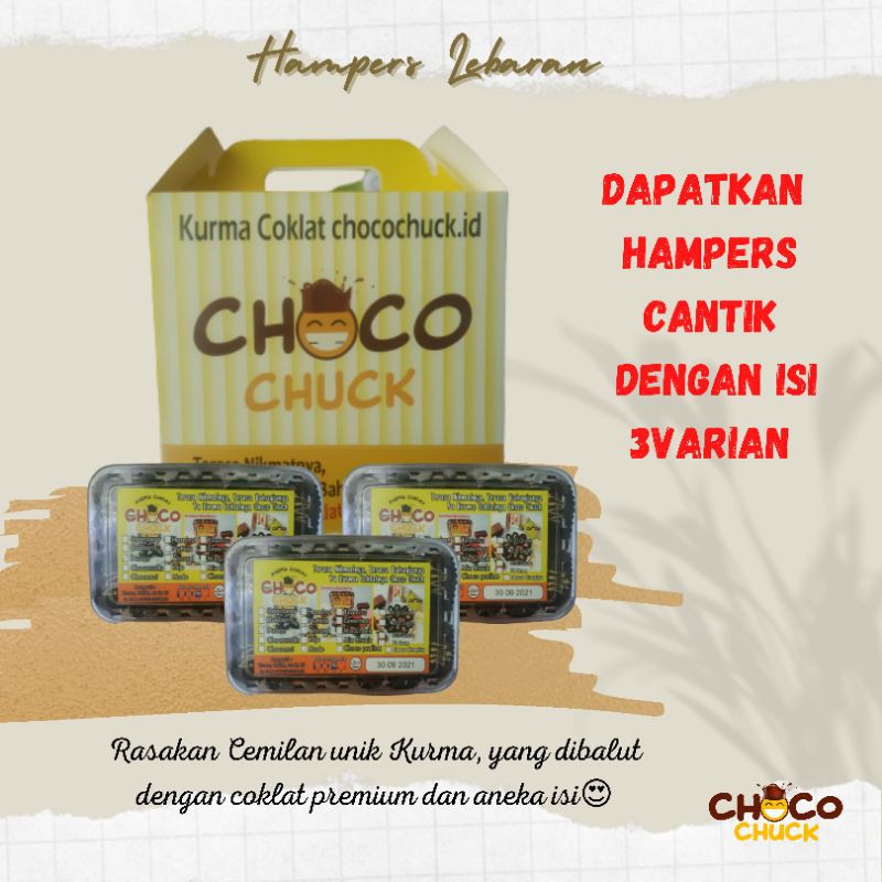 

Hampers lebaran isi kurma coklat Chocochuck kurcok isi 3toples isi boleh request