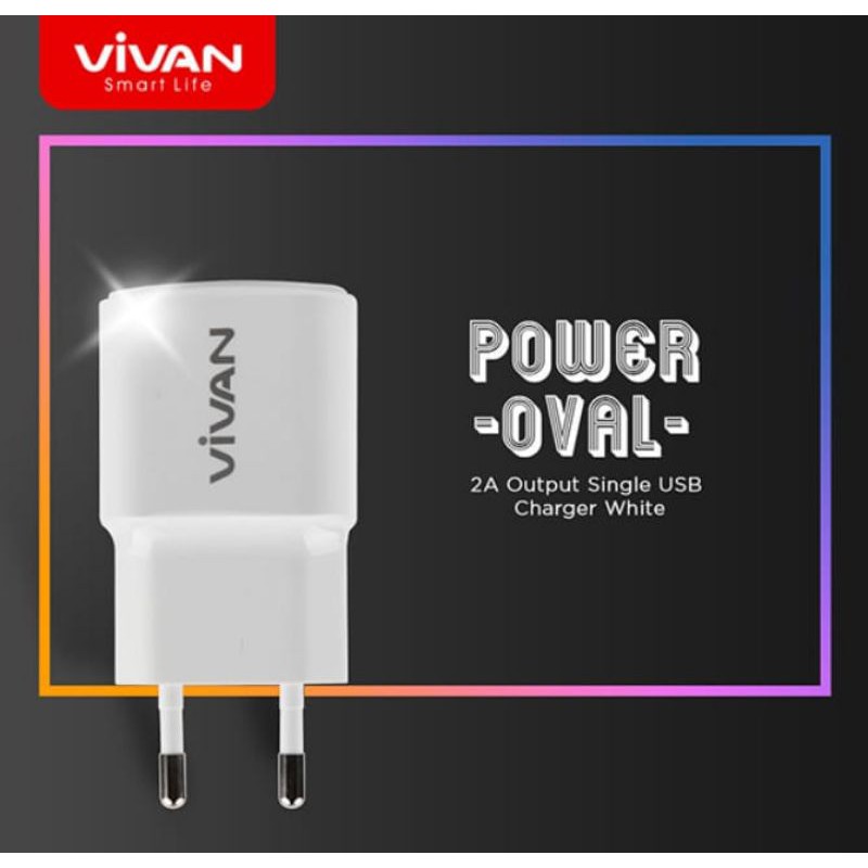 Batok Kepala Charger VIVAN Power Oval 2A Output single USB charger