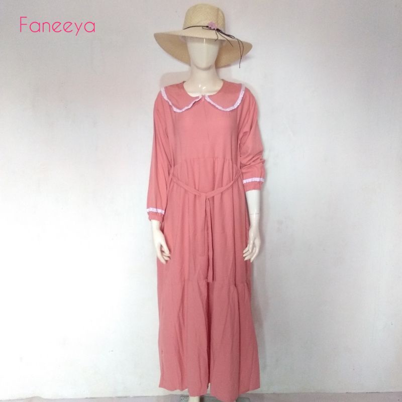 Faneeya gamis kerah baby ity crep gamis jumbo gamis besar gamis polos gamis renda gamis baru gamis k