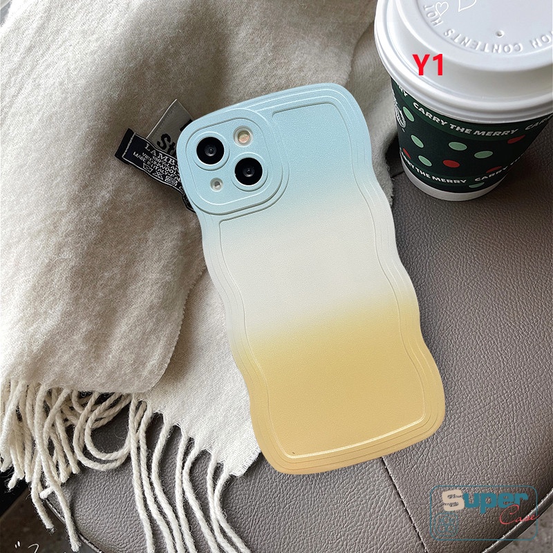 Case Redmi 12C A1 A1+10C 9T 10A 9 10 9A 9C NFC Redmi Note10 11 10s 9 8 Note 11s 10Pro 9s 9pro 11pro+Mi 11T Pro POCO X3 NFC M3 Pro Gradasi Warna Warni Soft Wavy Edge Cover Bingkai