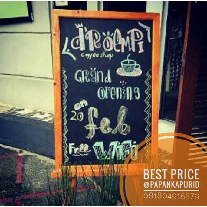 

[COD] Papan Tulis Kapur | Standing Chalkboard 50*80cm TERLENGKAP Kode 126