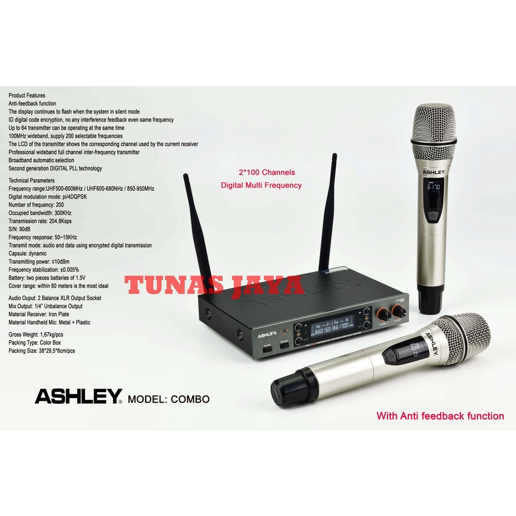 Mic Wireless ASHLEY COMBO Dual Handle Original New