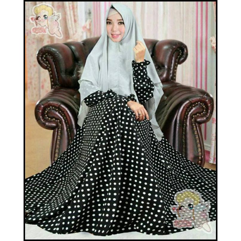 CUCI GUDANG BAJU  MUSLIM GAMIS  SYARI JUMBO BUSUI POLKADOT  