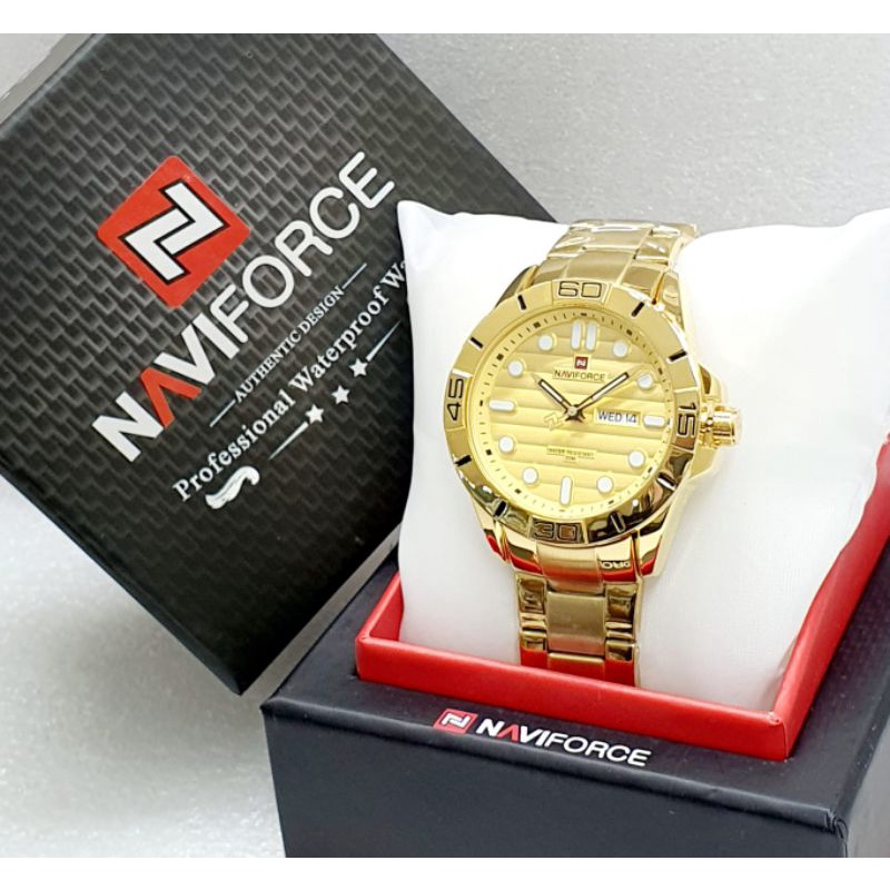 JAM TANGAN PRIA  NAVIFORCE 9198 ORIGINAL RANTAI TANGGAL HARI AKTIF  || DIAMETER 4.7CM || +BOX +BUKU