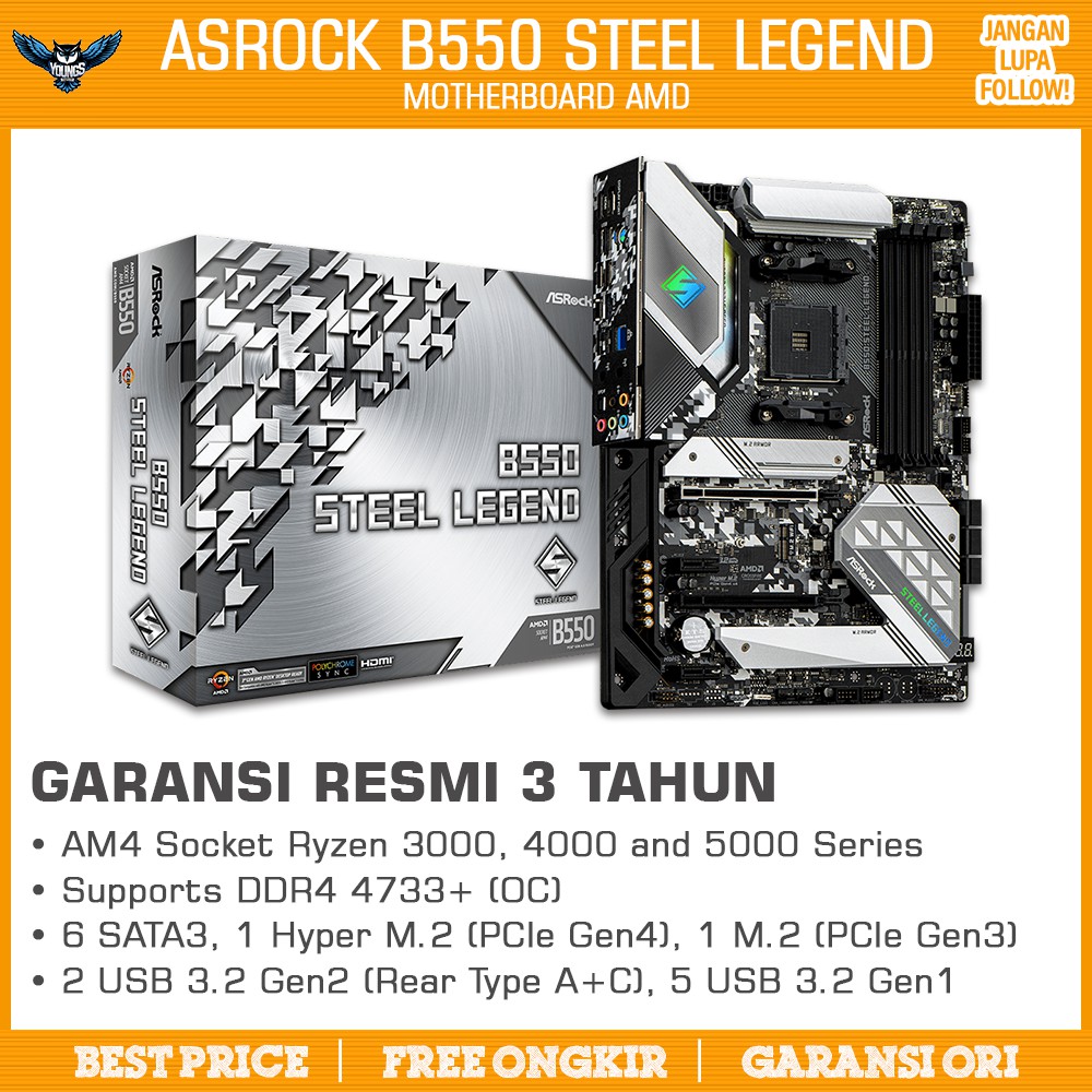 ASROCK B550 STEEL LEGEND AM4 ATX DDR4 MOTHERBOARD MAINBOARD AMD