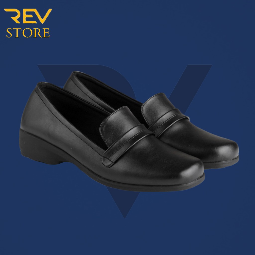 ☀ REV STORE ☀ Sepatu Formal Wanita Kulit Sintetis - Sepatu Pantofel Wanita Hak 2cm