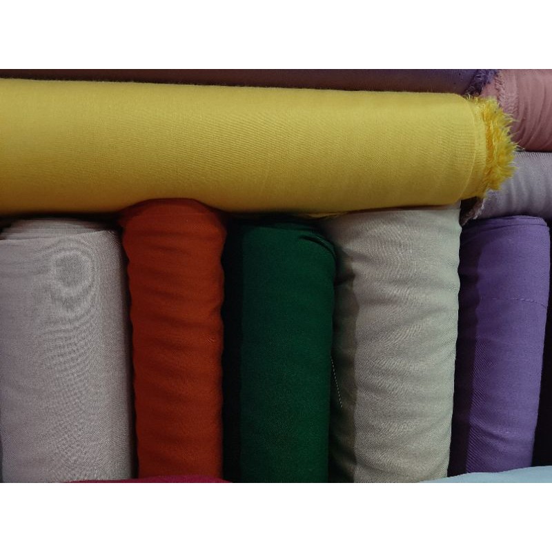 Kain Katun Rayon Twill ~ Rayon Twill Premium ~ Bahan Polos Rayon Twill (Harga 0,5 Meter)