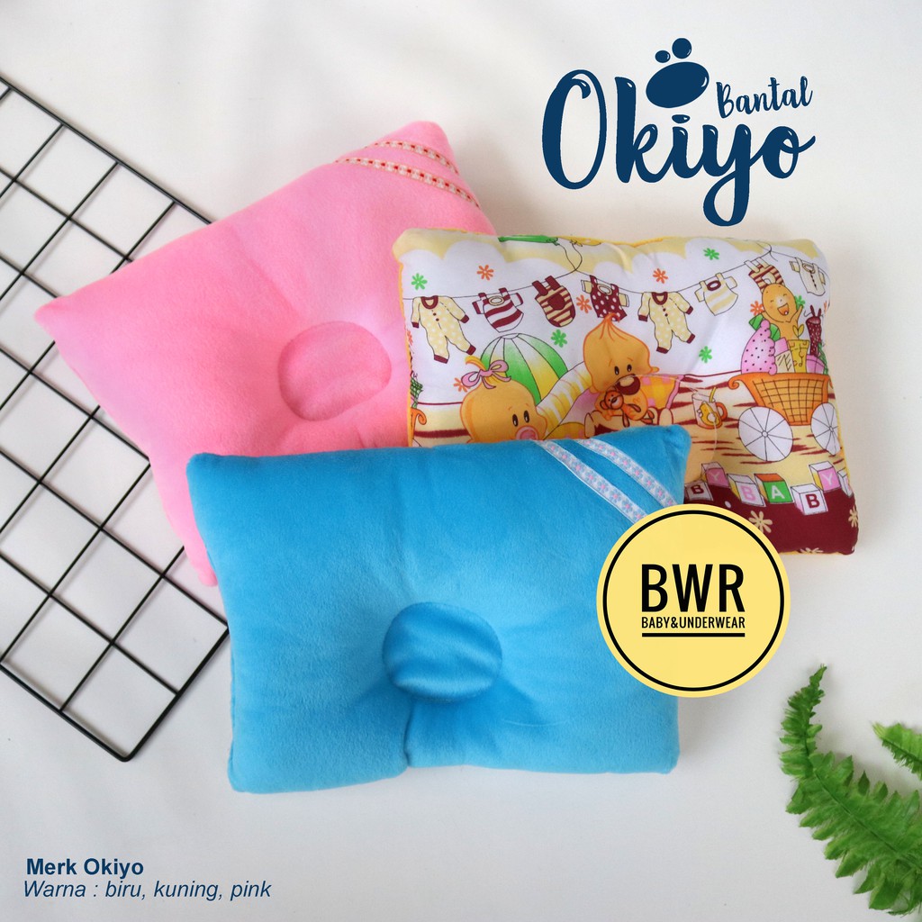 Bantal Peyang Bayi OKIYO Polos Bermotif | Kado Bayi Perlengkapan Tidur Bayi POLOS - Bwr IX