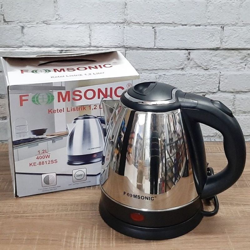 FOMSONIC 1,2 Liter KE-8812SS Ketel Listrik 400 Watt Teko Listrik Electric Kettle