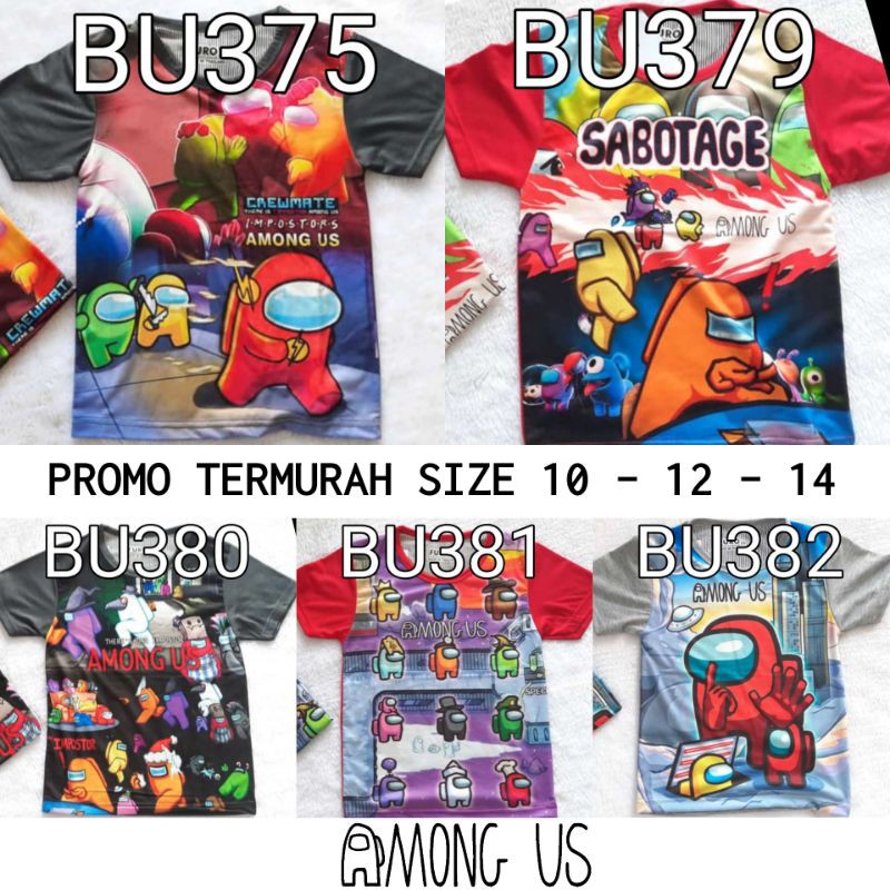 KAOS ANAK AMONG US LAKI-LAKI FULL PRINT 3D COWOK DISTRO GROSIR BAJU AMONGUS AMONG US SIZE 10 12 14