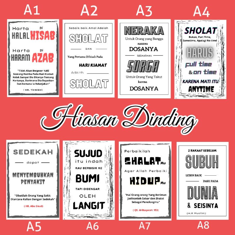 Hiasan Dinding Islami Motivasi - Bingkai Pajangan Qoutes Islam Sunah - Decorasi ruangan Muslim - Wall Decor Rumah