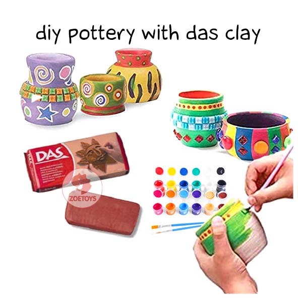 Zoetoys DAS Modelling Clay Air-Hardening Materials 500 gr | Hampers Premium Tanah Liat Putih Coklat DIY Kit | Mainan Edukasi Anak