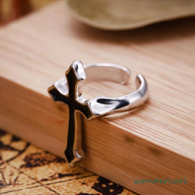 Cincin Jari Telunjuk Model Silang Gaya Retro Punk Untuk Unisex -Won