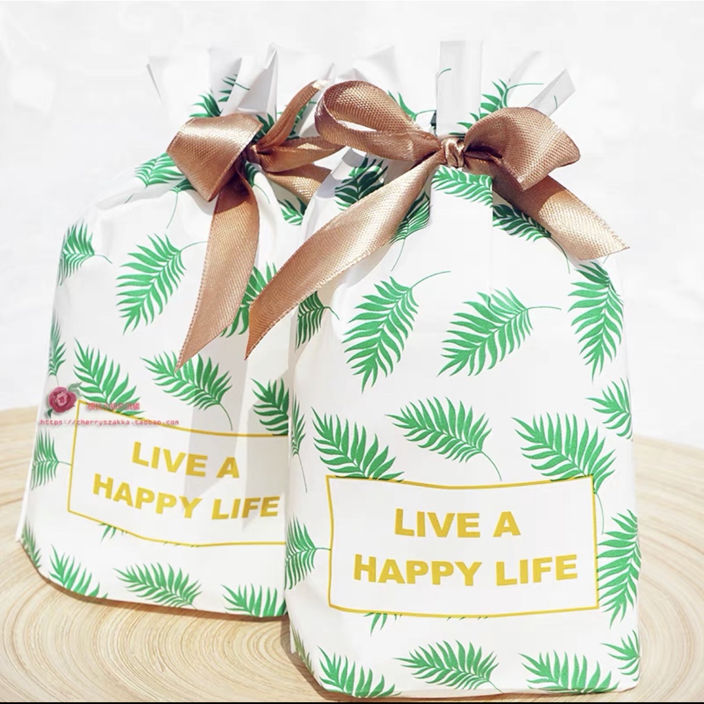 1pc DSS Kantong serut Drawstring Bag Plastik hadiah cookies permen kue goodie bag souvenir