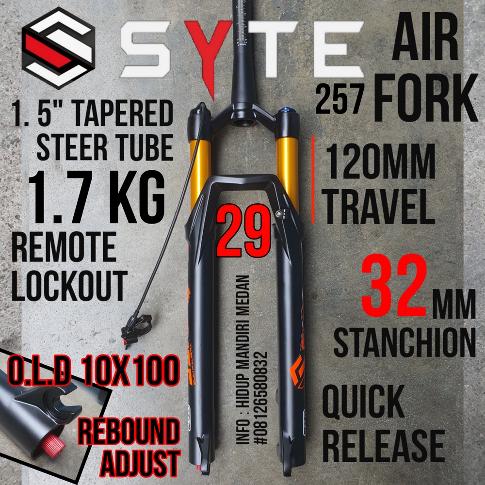 Fork SYTE Air 29 QR Tapered Travel 120 Remote Lock Angin Kashima 257-9 29er BUKAN Venom Ion XLR8