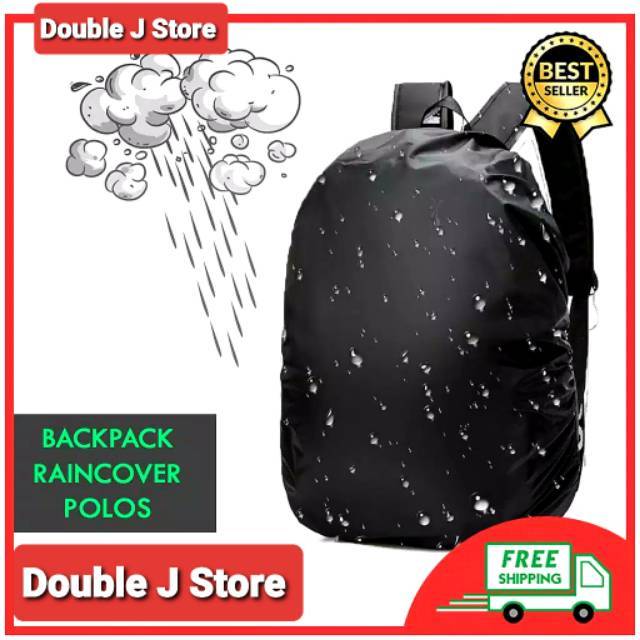 RAINCOVER POLOS BLACK RAIN COVER BAG BACKPACK TAS  RANSEL 