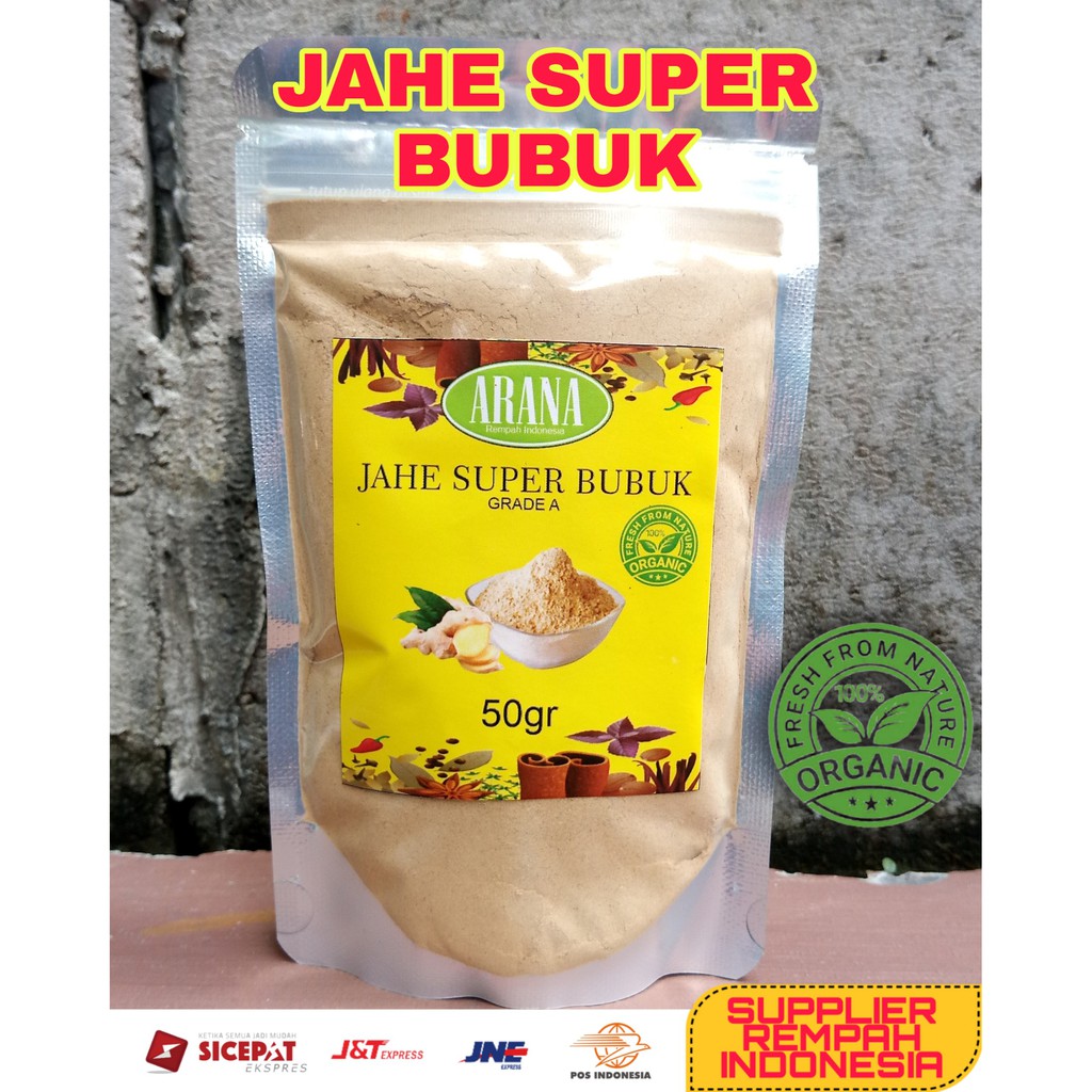 

Jahe Super Bubuk Kualitas Eksport 50gr Grade A | 100% murni Kemasan Klip ziplock