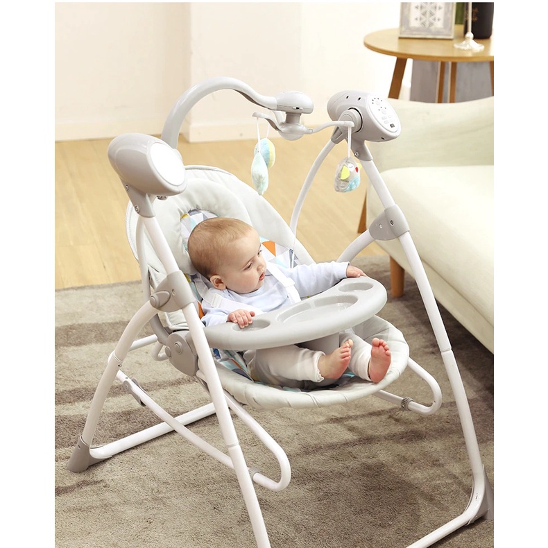 Ayunan Bayi Goyang Otomatis Baby Electric Auto Swing Kursi Ayun + Music + Meja Makan BPA Free Mainan MARIBEL