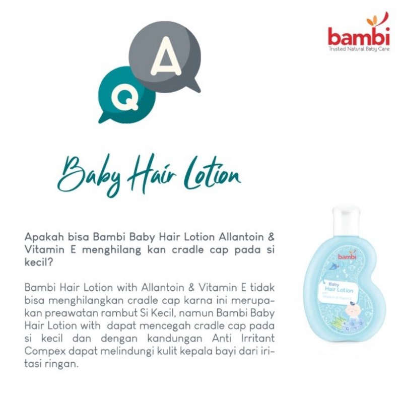 Bambi Baby Hair Lotion With Allantoin &amp; Vit. E Ukuran 100 ml