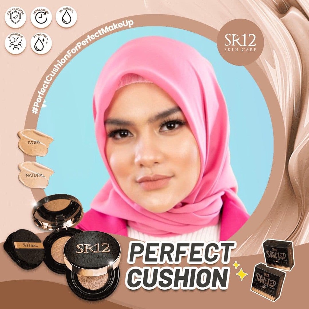 Perfect Cushion Natural Sr12 / Bedak Original / Premium / Oil Control / Bedak Terlaris / Bedak Sultan / Penghilang Bekas Jerawat / bpom / saudagarsr12