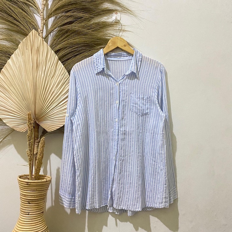 Thrift Kemeja Blouse Atasan Wanita Motif Polos Vintage - Batch 37 (B2-153 s/d B2-192)-B2-190