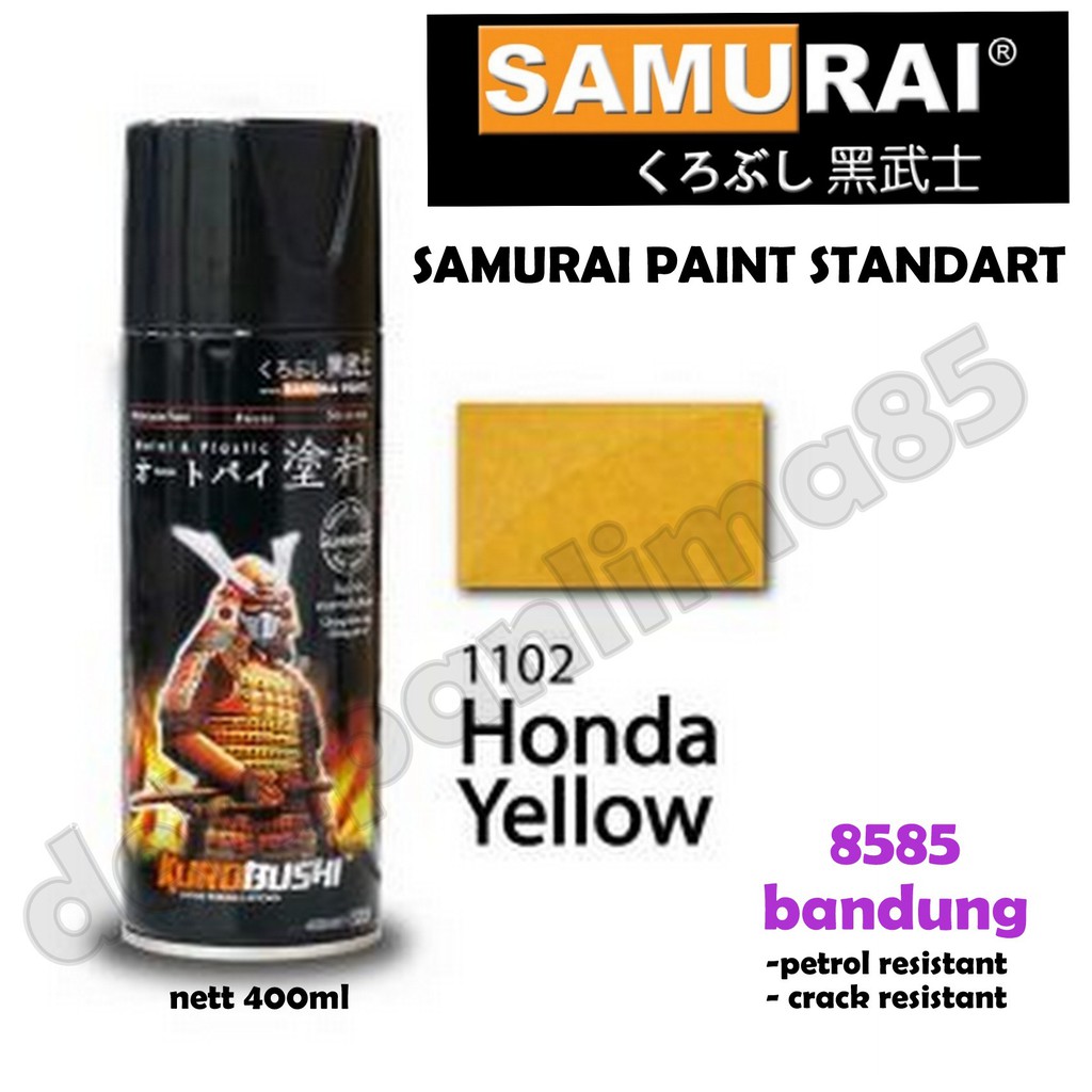 Samurai Paint 1102 HONDA YELLOW/KUNING HONDA METALIK Cat Semprot/Pylox/Pilox/Pilok/Helm/Motor/Gundam