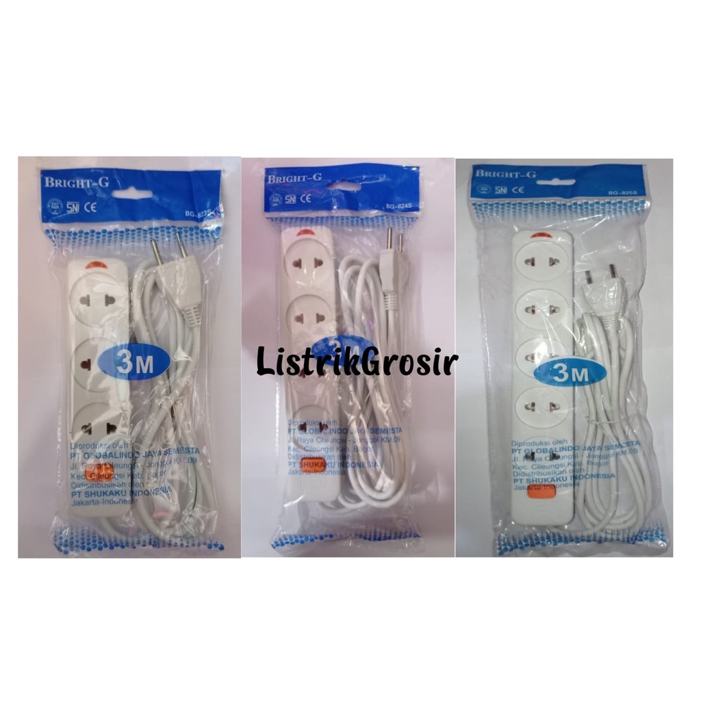 Terminal Gepeng + Saklar 3M Meter Lubang 3 4 5 Bright G By Shukaku Stop Kontak + Kabel