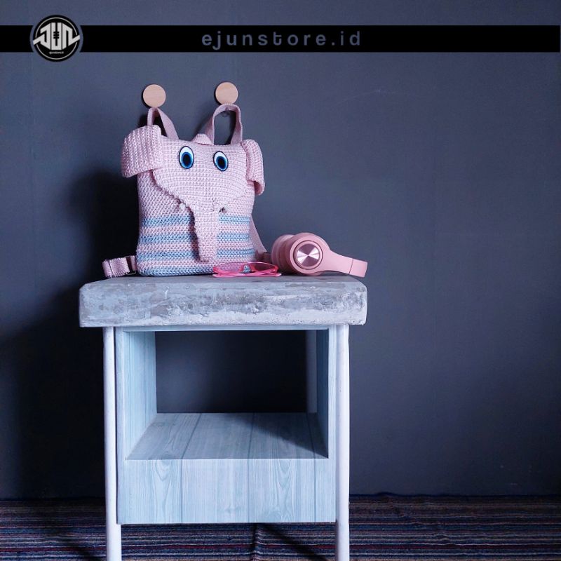 Tas gendong rajut karakter gajah/tas rajut anak/tas karakter/ransel anak
