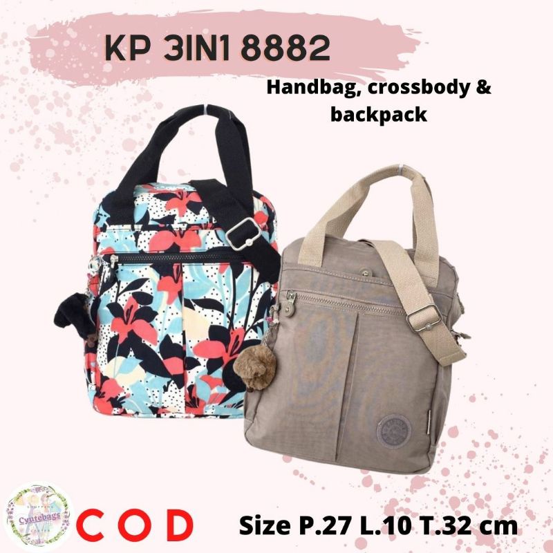 Tas wanita 3 fungsi tenteng selempang ransel kipling 8882 tuscany backpack